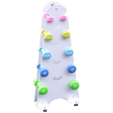 Juego de 5 Pares de Mancuernas de 1 a 3 kg con Soporte Metálico