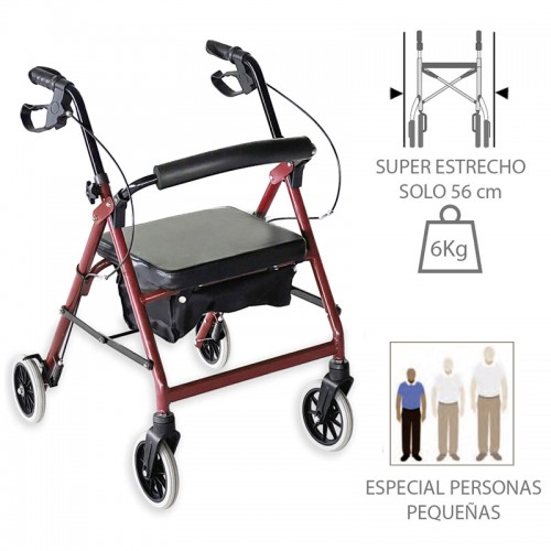 Rollator de 4 Ruedas Estrecho LOW