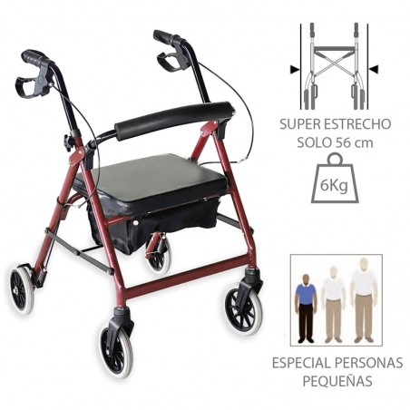 Rollator de 4 Ruedas Estrecho LOW