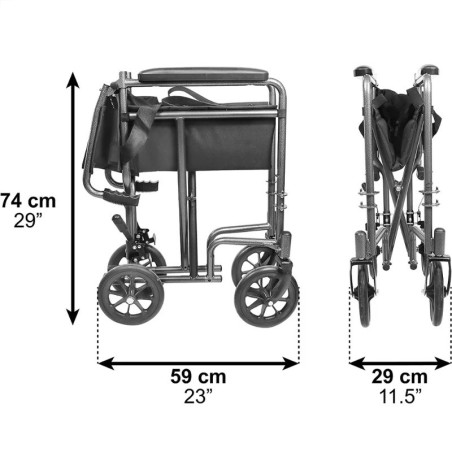 Silla de Ruedas Estrecha Plegable y Ligera