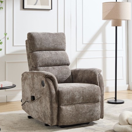 Sillón Relax Eléctrico con Incorporador y Tapizado Chenilla