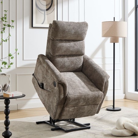 Sillón Relax Eléctrico con Incorporador y Tapizado Chenilla