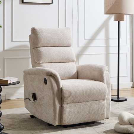 Sillón Relax Eléctrico con Incorporador y Tapizado Chenilla