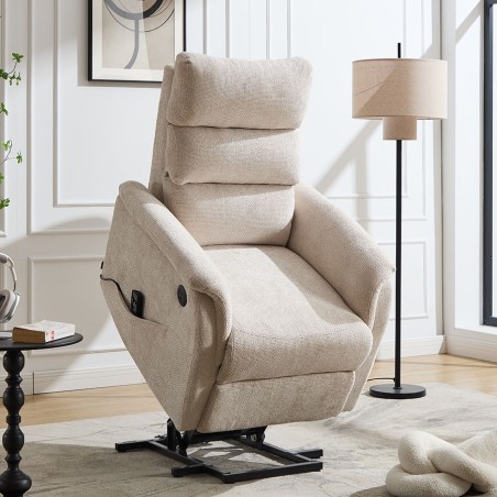 Sillón Relax Eléctrico con Incorporador y Tapizado Chenilla