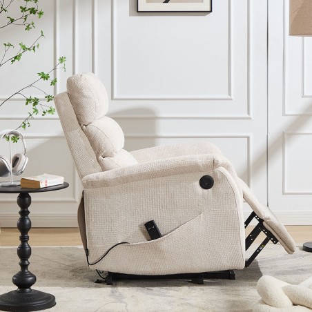 Sillón Relax Eléctrico con Incorporador y Tapizado Chenilla
