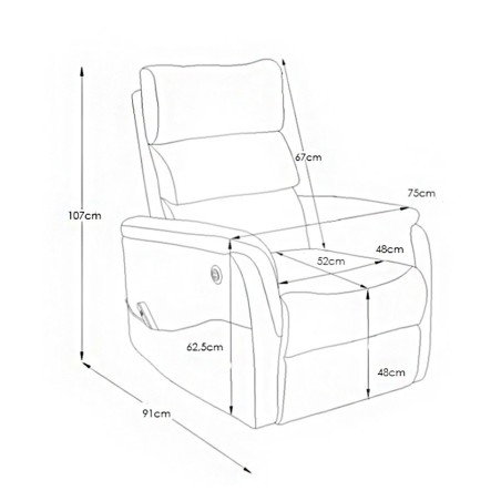 Sillón Relax Eléctrico con Incorporador y Tapizado Chenilla