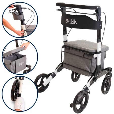 Andador Carro de Compra KMINA con Asiento y Cesta de 60 Litros