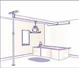 Un carril con un poste y un soporte de pared para grúa de techo voyager Un carril con un poste y un soporte de pared para grúa de techo voyager