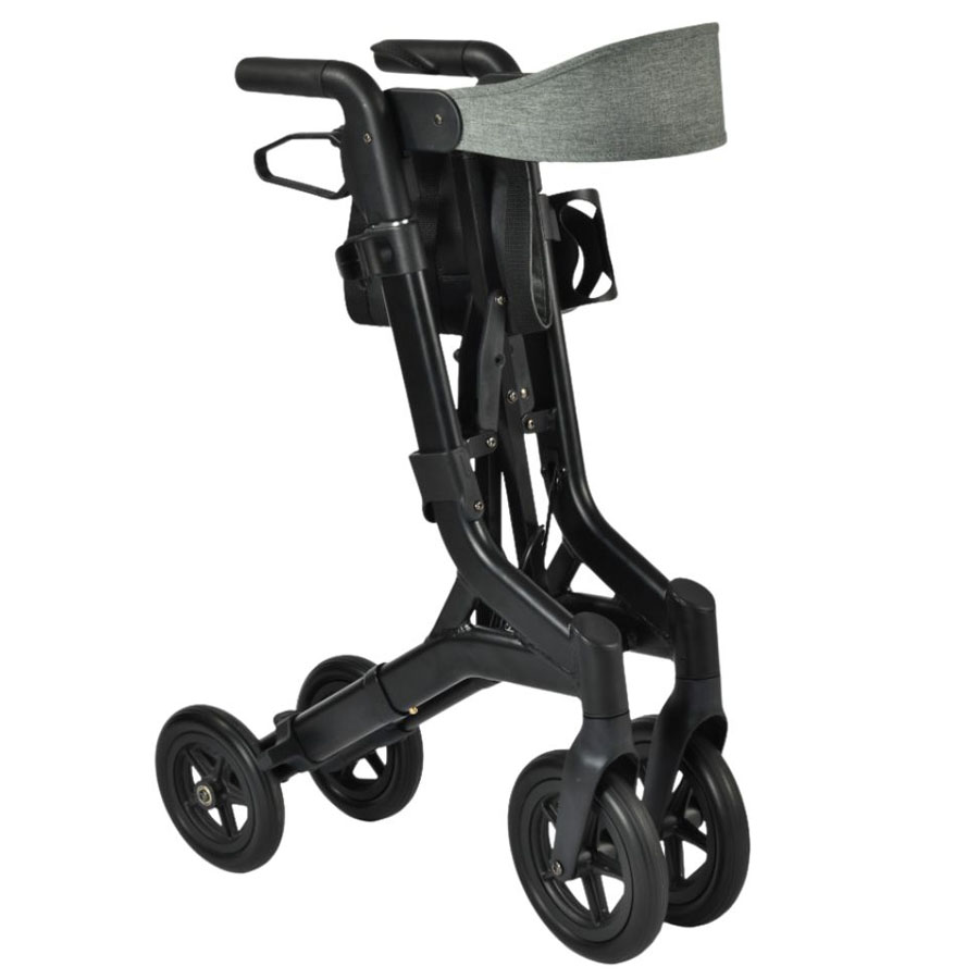 Andador de aluminio con estilo Rollator plegable Urban con frenos y bolsa delantera, apto para interior y exterior