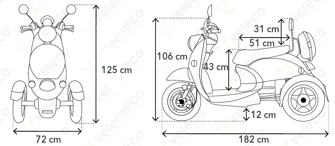 Dimensiones Scooter ZT63