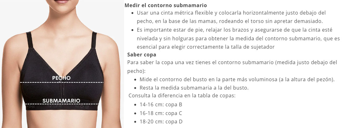 Tabla de medidas separador de pecho