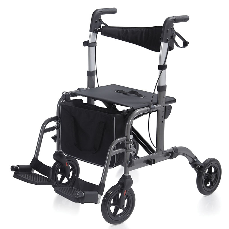 Andador con ruedas y asiento Rollator de aluminio con silla