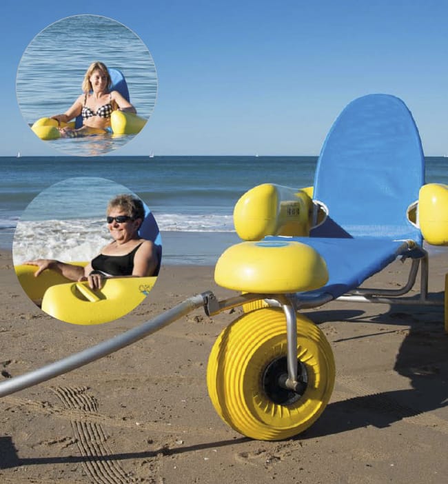 Silla de ruedas resistente a la arena y al agua salada