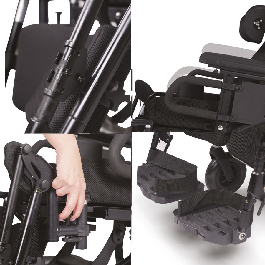 Silla de ruedas posicionadora Marcus Silla de ruedas basculante Marcus con reposapiernas y reposacabezas ajustables