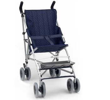 Silla de paseo de aluminio, plegable, con respaldo reclinable