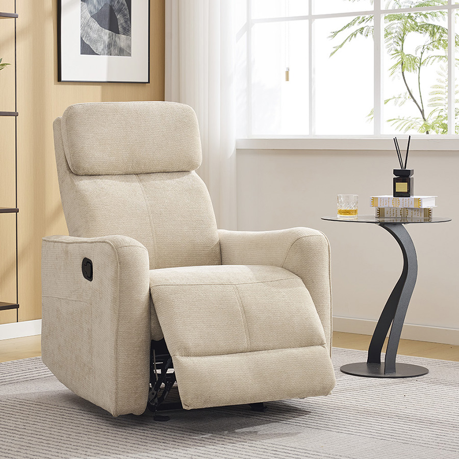 Sillón mecedora relax reclinable con función balancín y sistema de reclinación manual en tres posiciones