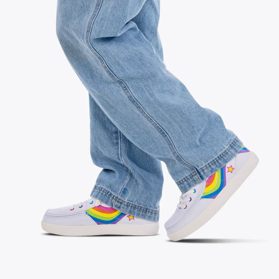 Deportivas ortopédicas Billy caña alta con diseño arcoíris y plantilla extraíble Zapatillas deportivas Billy Rainbow para niños con cremallera envolvente abierta